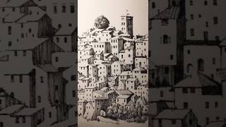 Easy cityscape pencil drawing  Easy drawing technique [upl. by Athallia612]