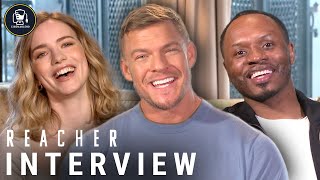 Reacher Interviews  Alan Ritchson Malcolm Goodwin Willa Fitzgerald and Lee Child [upl. by Lrub937]