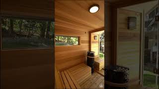 We built a custom cedar sauna with an all glass front outdoorsauna sauna traditionalsauna [upl. by Llednar]