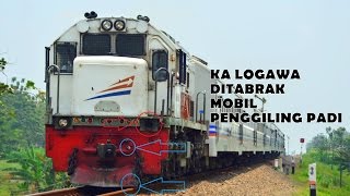 12 Kereta Api Logawa ditabrak Mobil Gilingan Padi [upl. by Atoiyanap826]