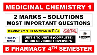 2 Marks Solutions  Medicinal Chemistry Pharmacy 4th Sem Important Questions  Carewell Pharma [upl. by Brietta]