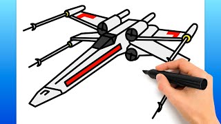 How To Draw An X Wing From Star Wars Easy Drawing Tutorial [upl. by Assilav]