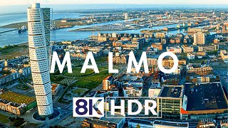 Malmo Sweden in 8K HDR Dolby Vision 10 BIT 60 FPS Drone Video [upl. by Wan]