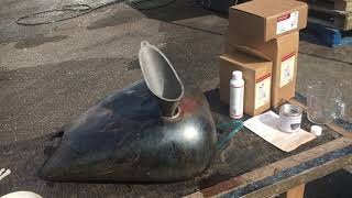 Wagners rust remover Motorcycle motorbike fuel tank gas before tank sealing From Custom Cruisers [upl. by Kandy]