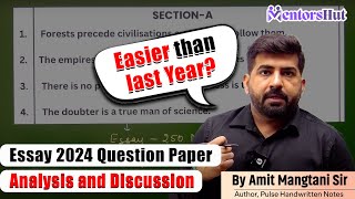 Essay 2024 Question Paper Analysis and Discussion  Easy or Difficult mains2024 [upl. by Hutner384]