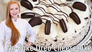 The BEST NoBake Oreo Cheesecake Recipe With Oreo Cookie Crust [upl. by Ailemaj]