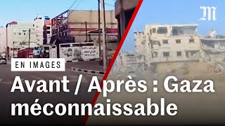 Gaza  des vidéos prises au même endroit avant la guerre et maintenant [upl. by Geri411]