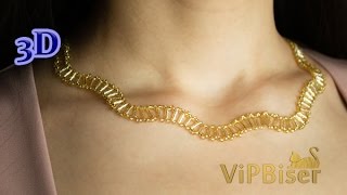 Gold Wave Beaded Necklace 3D Beading Tutorial [upl. by Nylekcaj]