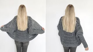 GRANNY SQUARE SHRUG  FREE CROCHET PATTERN [upl. by Muscolo427]