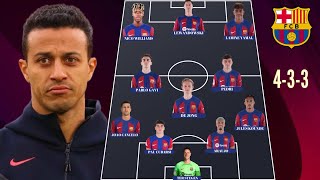 BARCELONA PREDICTED LINEUP UNDER THIAGO ALCANTARA ✅ WITH TRANSFER NEWS SUMMER 2024 [upl. by Anerroc991]