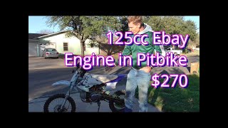 Ebay 125cc Pit bike Engine 270 Install and Test drive [upl. by Yengac]