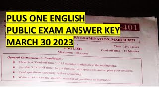 PLUS ONE ENGLISH PUBLIC EXAM ANSWER KEY 2023 MARCH 30 [upl. by Oswin833]