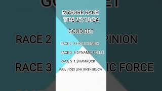 Mysore race tips short tips good tips 271024 [upl. by Anuat384]