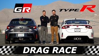 2023 Honda Civic Type R vs Toyota GR Corolla  DRAG amp ROLL RACE [upl. by Anehsuc]