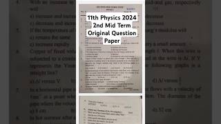 11th Physics 2024 2nd Mid Term Question paper short trend viralvideo comedy [upl. by Ilahsiav]