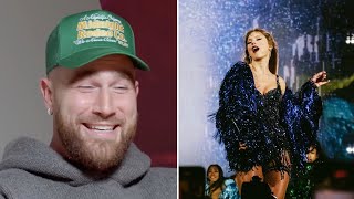 Travis Kelce REACTS to Taylor Swift Changing ‘Karma’ Lyrics to ‘Guy on the Chiefs’ During Eras Tour [upl. by Alliw]