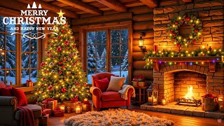 Cozy Christmas Ambience With🎄Relaxing Christmas Music With Snowfall And Crackling Fireplace 🔥 [upl. by Oht]