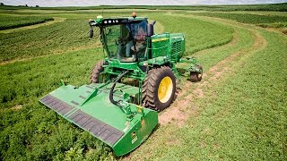 Mowing Hay  Learning to use the John Deere W260 Windrower  Sloan Implement [upl. by Yanarp]