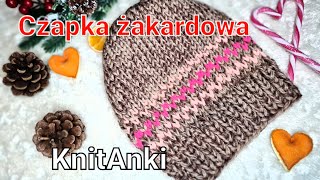 Czapka żakardowa na drutach KnitAnki żakard czapka czapkanadrutach knittinghat knitting [upl. by Aivitnahs585]