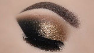 golden eye makeup tutorial for hooded eyesglamorous easy gold smokey eyes for beginners [upl. by Atinna]