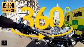 VR 360° Video 4K  Riding around Big Ben on New Triumph Bonneville T100 [upl. by Eerol]