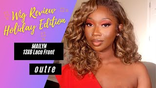 WIG REVIEW HOLIDAY EDTION Outré Synthetic quotMailynquot Lace Wig  EBONYLINECOM [upl. by Ysied211]