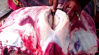 Amazing fastest workers meat cutting skills Best beef slicing knife skills How to cuts meat cow [upl. by Nebur]