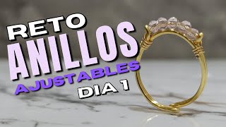 Como hacer ANILLOS AJUSTABLES  RETO dia 1 [upl. by Eisoj]