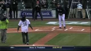 Denard Robinson throws out first pitch at Comerica Park [upl. by Mahla]