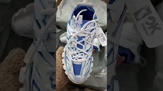 Coco Shoes amp Sneakers Balenciaga Track Tess SWhite Blue Unboxing Video Review [upl. by Laurice]