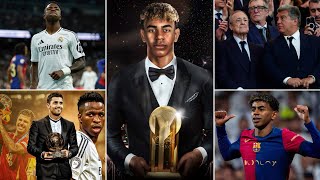 Barcelona News ft Ballon dOr Lamine Yamal Vinicius Jr Joan Laporta amp Florentino Perez [upl. by Dorena]