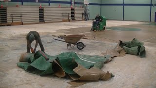 How to Remove Cushioned Vinyl Gym Flooring [upl. by Chappell]