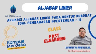 ALJABAR LINIER quotAplikasi Aljabar linier bentuk kuadratquotaljabar aljabarlinear civil [upl. by Asilim]