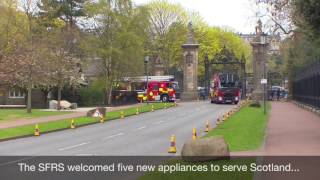 The SFRSs five new appliances pass Holyrood Palace [upl. by Enilrad]