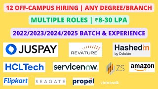 12 OffCampus  Freshers amp Experienced  Any Degree  ₹830Lpa  Multiple role [upl. by Ilsel]