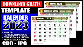 Kalender 2023 Lengkap dengan tanggal merah Masehi Hijriyah Jawa  Download format CDR  Template [upl. by Reinhold]