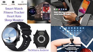 Smart Watch Touch Screen Fitness Tracker Heart Rate Sleep Monitor REVIEW [upl. by Adiel317]