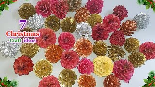 7 Economical Christmas Decoration idea from Pine cones  DIY Christmas craft idea🎄336 [upl. by Kcirdez]