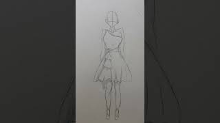 Basic Dress Design Sketch shorts sketch [upl. by Morry]