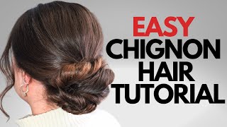 EASY chignon hair tutorial for long medium hair [upl. by Debra]