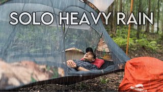 SOLO CAMPING HEAVY RAIN  FLOATING TENT IN HEAVY RAIN UNDER PLASTIC TARP  ASMR [upl. by Margherita]