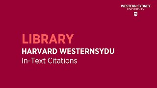 Harvard WesternSydU  Intext Citations [upl. by Older]