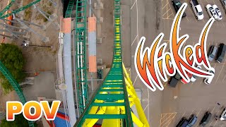 Wicked Front Row POV Lagoon Zierer Vertical LSM Launch Coaster [upl. by Sivram]