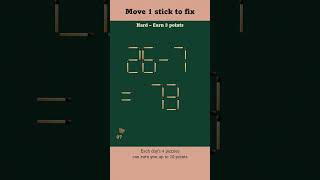 Matchstick Brain Teaser Move One Stick to Fix Hard Level [upl. by Philippa]