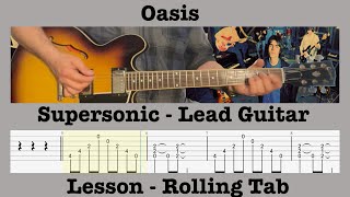 Supersonic  Oasis  Lead Guitar  Lesson  Rolling Tab  Demonstration [upl. by Elimay55]