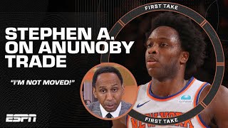 Im not moved 😒  Stephen A reacts to the Knicks trading for OG Anunoby  First Take [upl. by Ludwog617]