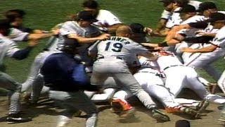 Wild brawl ensues after Mike Mussina plunks Bill Haselman [upl. by Iana]