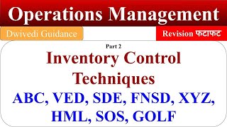 Inventory Control Techniques ABC Analysis VED DSE FNSD XYZ HML SOS GOLF Operations bba mba [upl. by Petulah284]