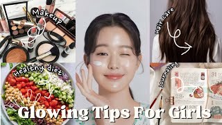 Glow Up Tips for Girls How to Get Glowing Skin Heathy Hairs Mental Wellbeing Journalinggrooming [upl. by Reviel]