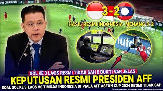 🔴 KEPUTUSAN KERAS PRESIDEN AFF Khiev Sameth Sebut Gol Ke 3 Laos TIDAK SAH dan laga Wajib di Ulang [upl. by Janelle]